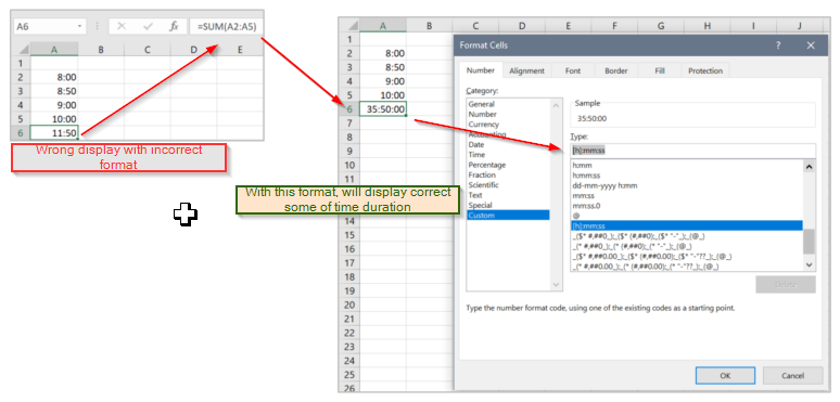Time format that effects the value